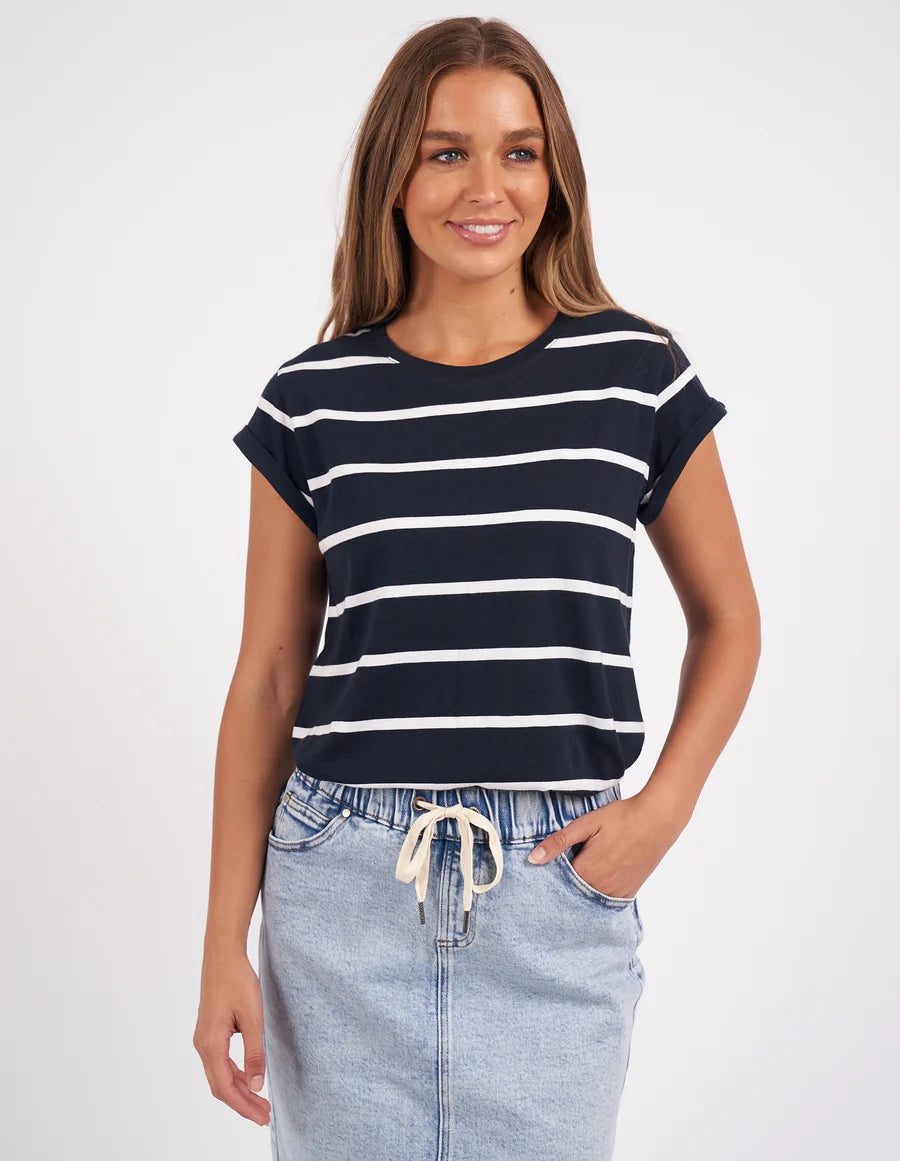 Foxwood Manly Tee Navy/ White Stripe