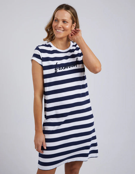 Foxwood Signature Tee Dress Navy & White Stripe