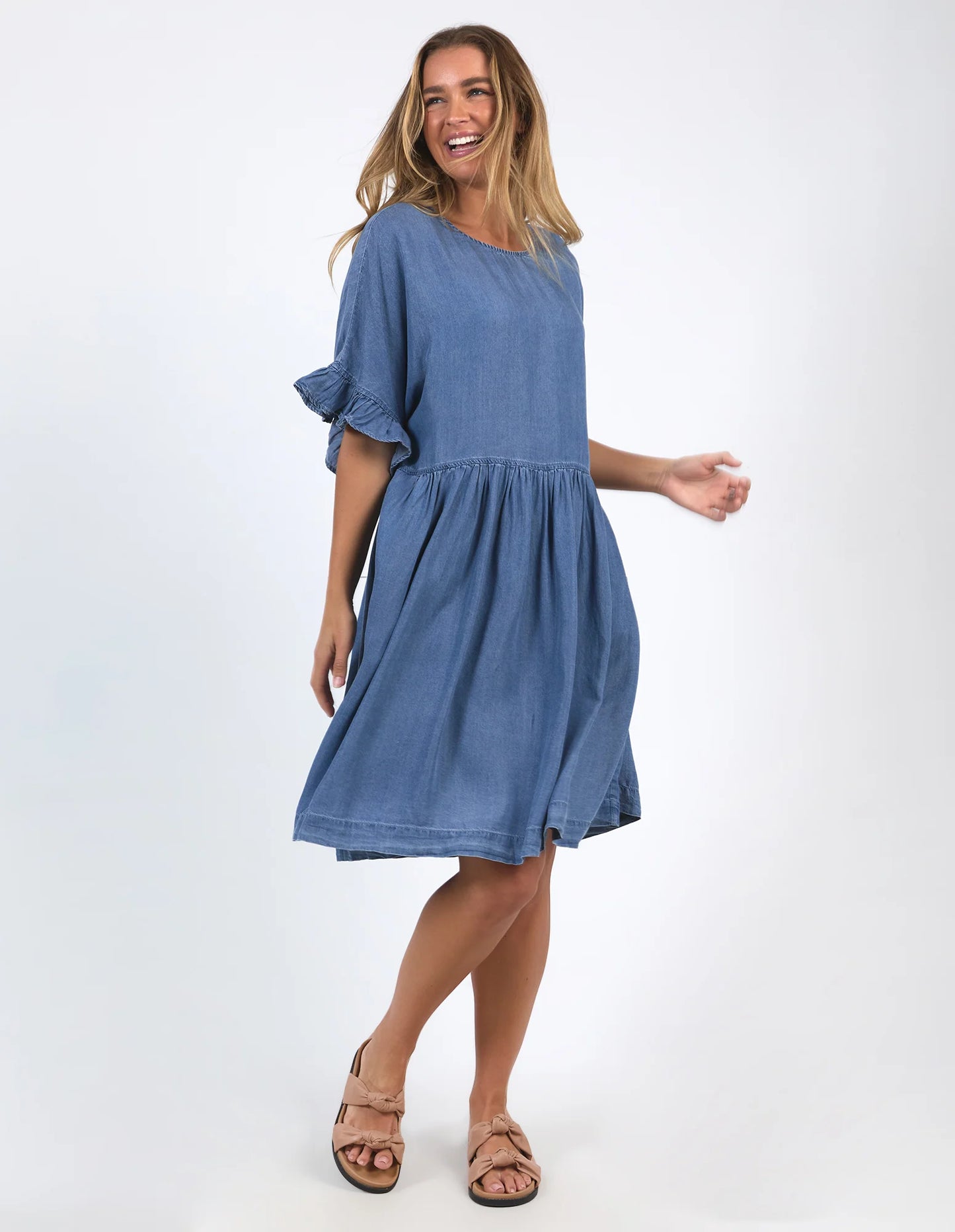 Elm Charlie Chambray Dress Blue Wash