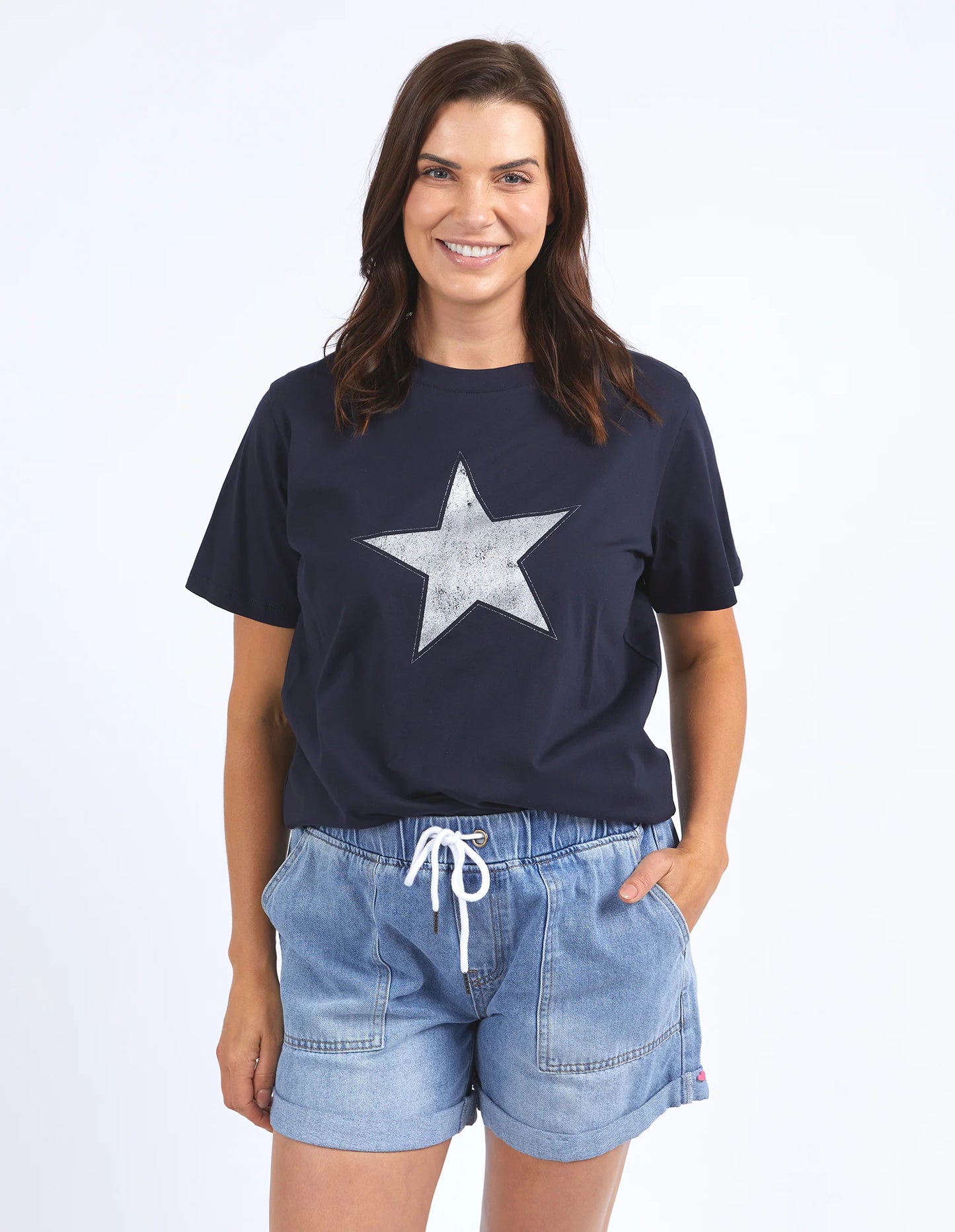 Elm Sparkle Star Tee Navy/Silver Foil