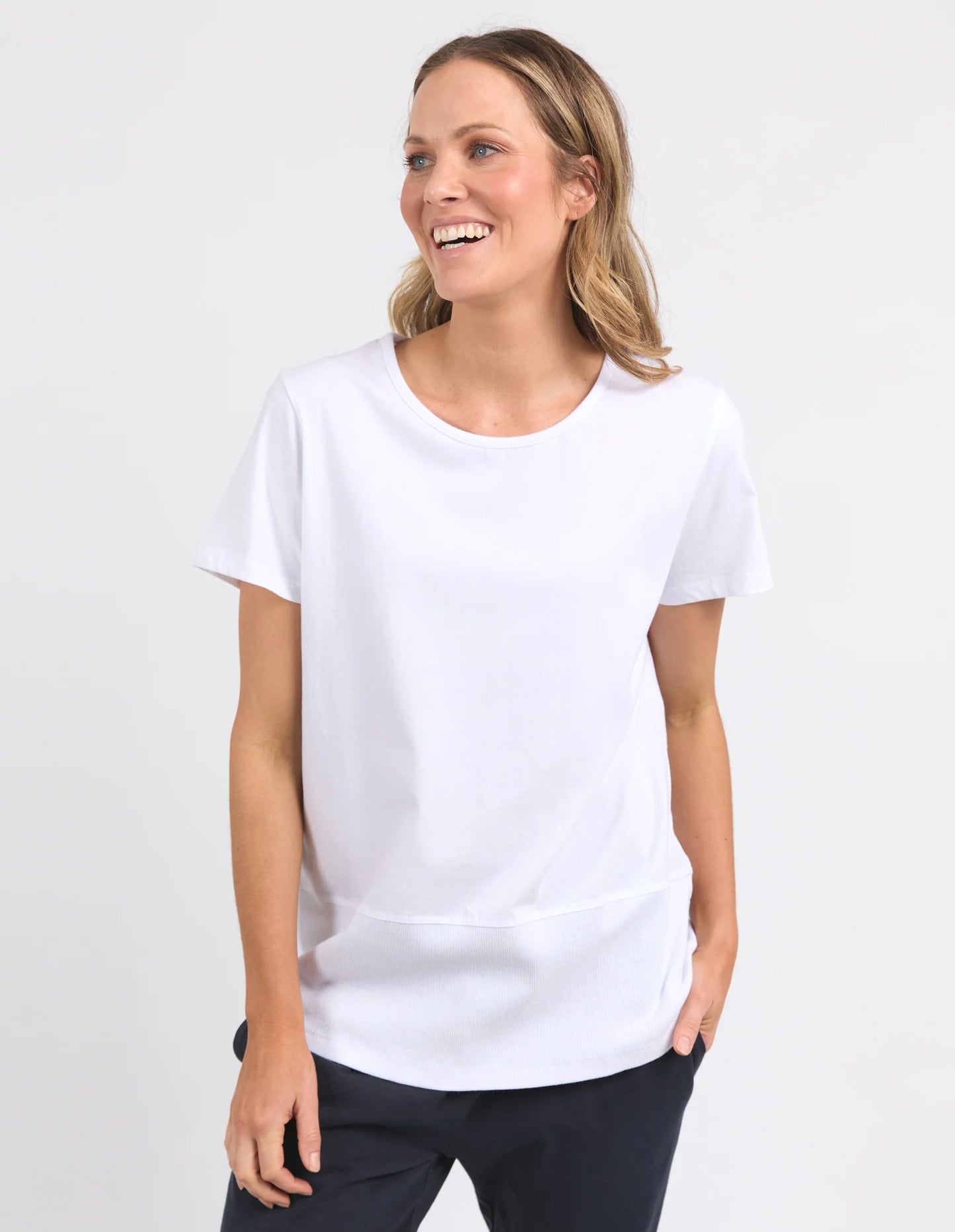 Elm Rib Short Sleeve Tee White