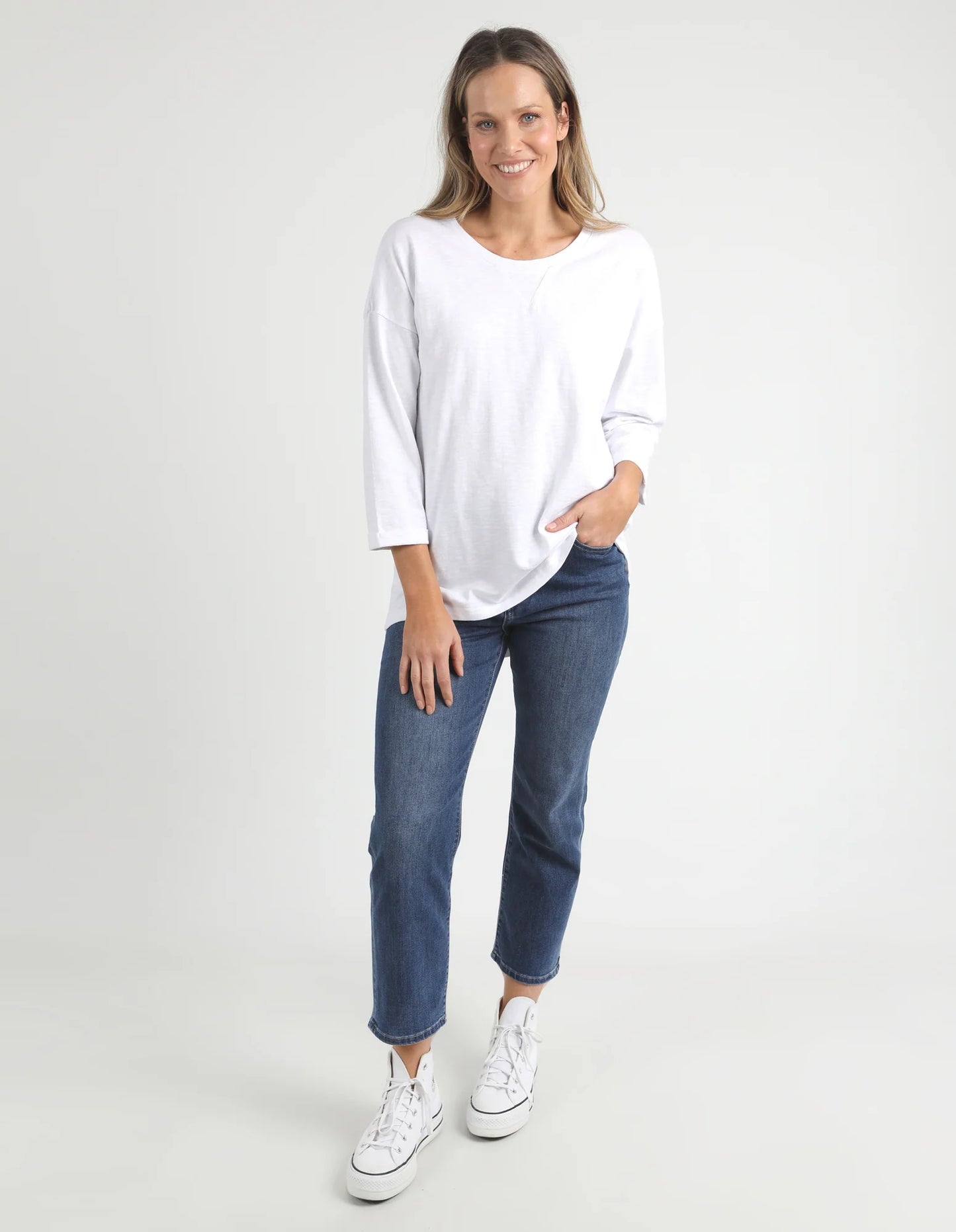 Elm Annie 3/4 Sleeve White